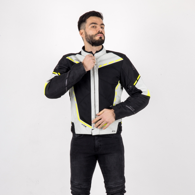 Moto-takki Ozone Jet II harmaa-musta-fluokokeltainen alennusmyynti
