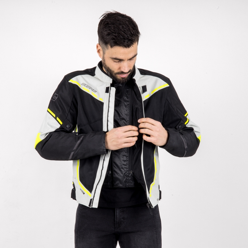 Moto-takki Ozone Jet II harmaa-musta-fluokokeltainen alennusmyynti