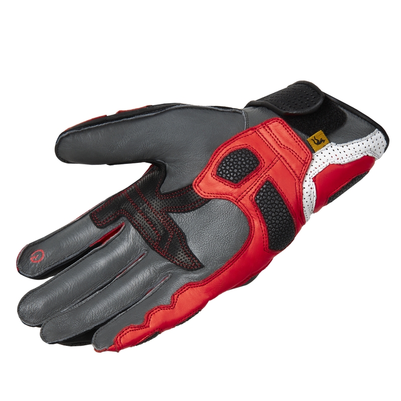 Moottoripyöräilykäsineet Rebelhorn ST Short musta-harmaa-fluo-punainen alennusmyynti