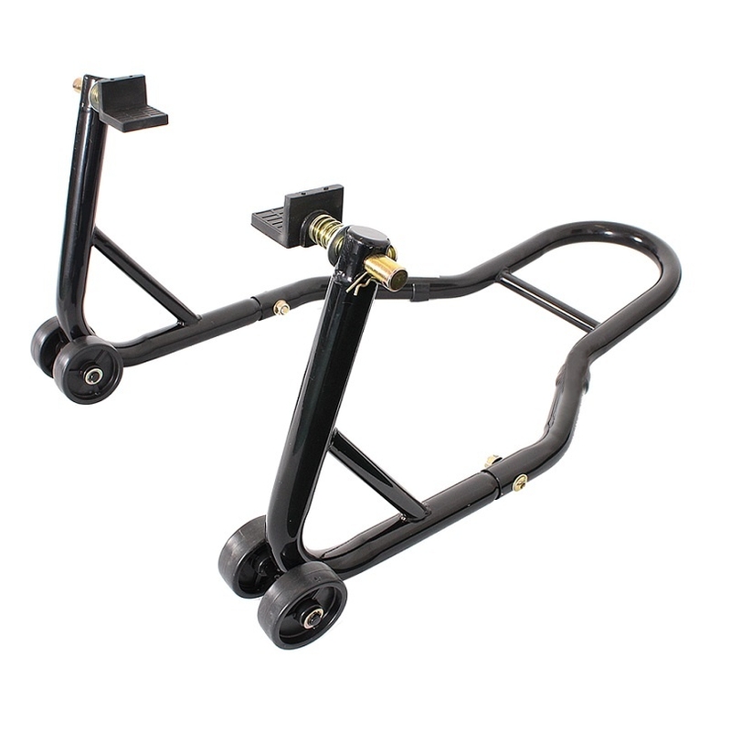 Moottoripyöräteline R-TECH - takana pyörien kanssa