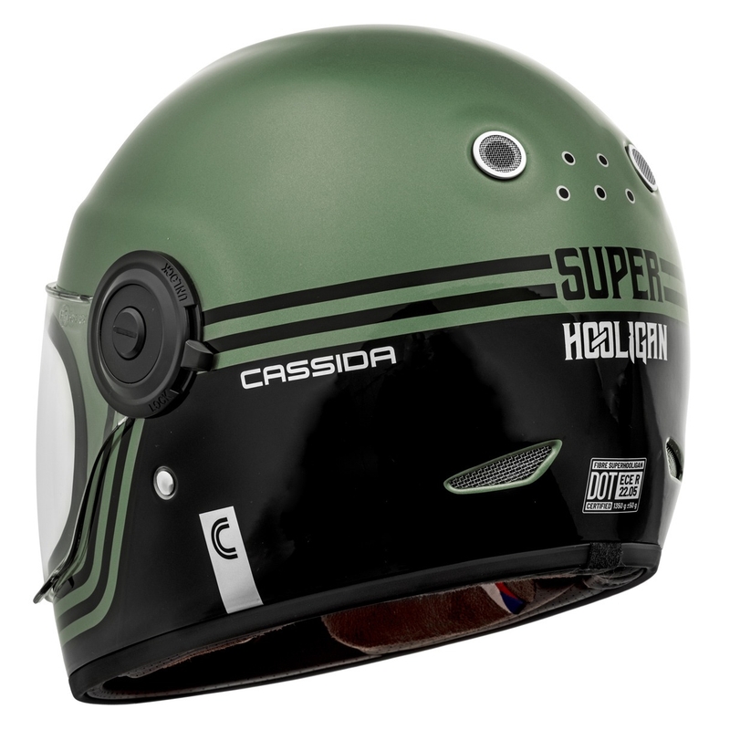 Cassida Fibre Super Hooligan Musta-vihreä integroitu moottoripyöräilykypärä alennusmyynti