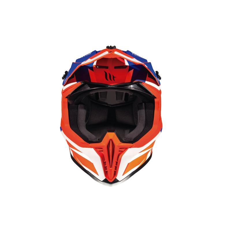 Motokrosová přilba MT Falcon Weston bílo-modrá-fluo oranžová