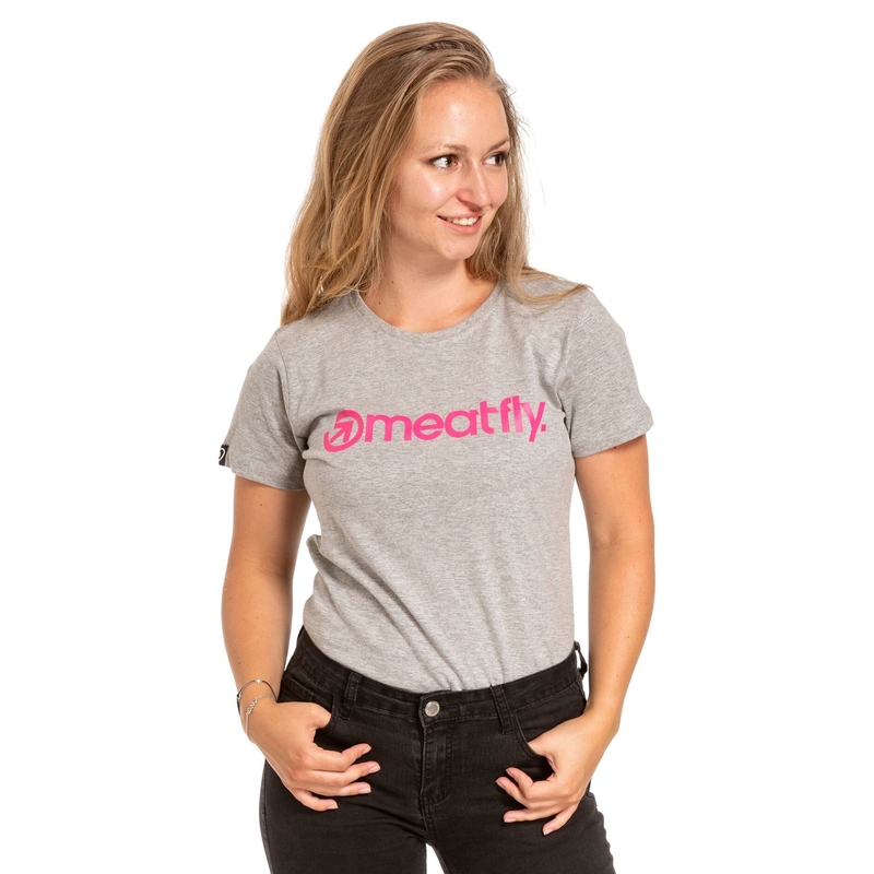Naisten T-paita Meatfly Ladies MF Logo harmaa alennusmyynti