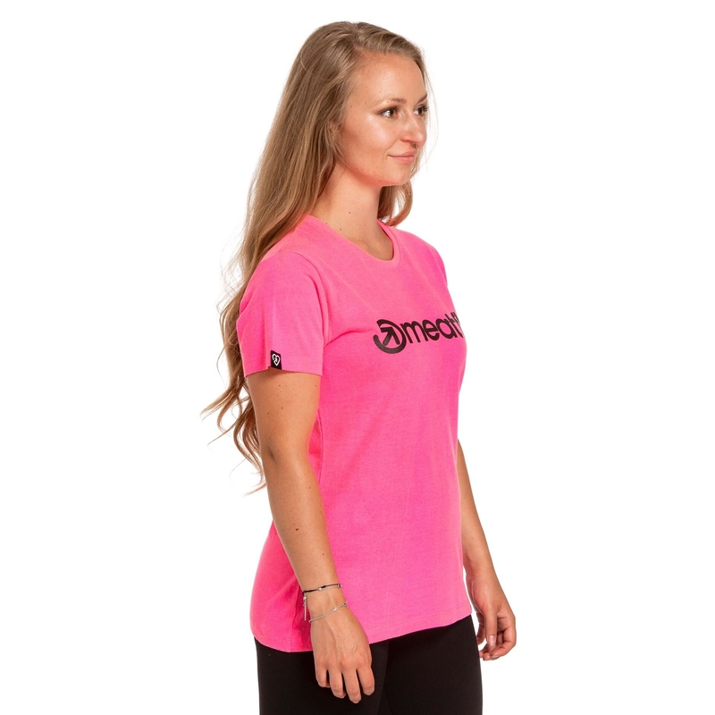 Naisten T-paita Meatfly Ladies MF Logo neon pinkki vaaleanpunainen alennusmyynti