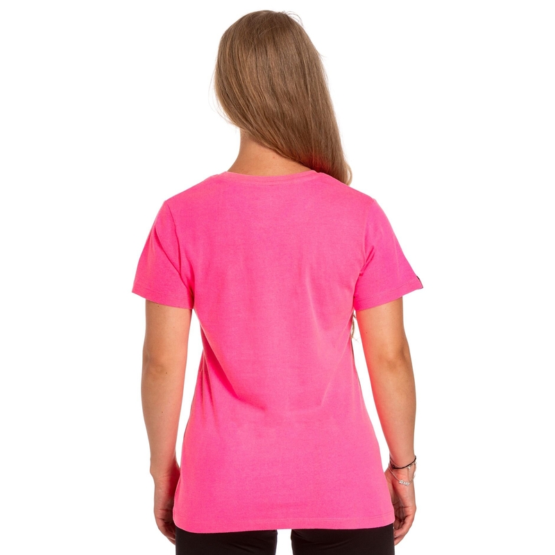 Naisten T-paita Meatfly Ladies MF Logo neon pinkki vaaleanpunainen alennusmyynti