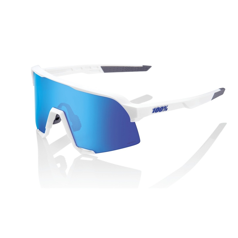 Aurinkolasit 100% S3 Matte White valkoinen (HIPER sininen lasi)