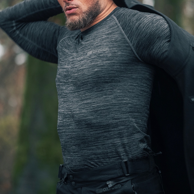Oxford Advanced Base Layer Musta-harmaa lämpö t-paita - pitkähihainen