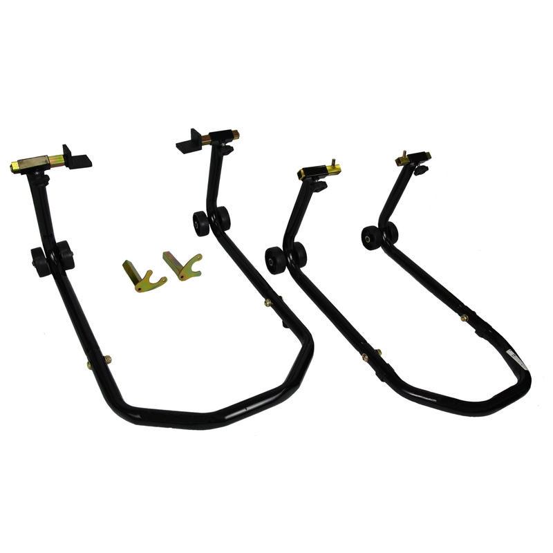 Sada motostojanů R-TOOL přední + zadní s kolečky - II. jakost