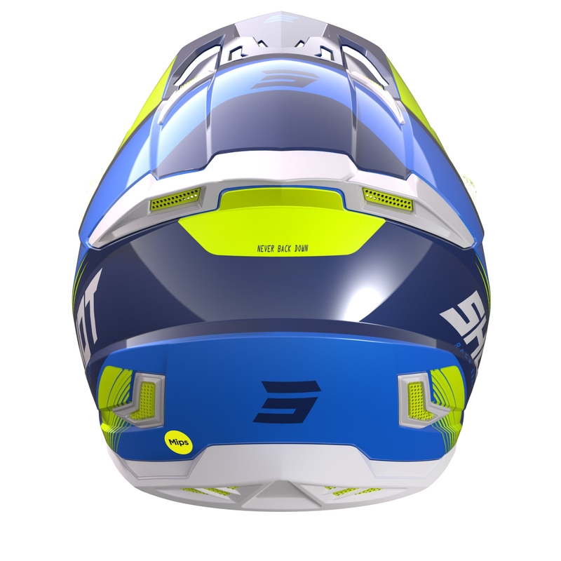 Motocross kypärä Shot Core Fast sininen-valkoinen-fluo keltainen alennusmyynti
