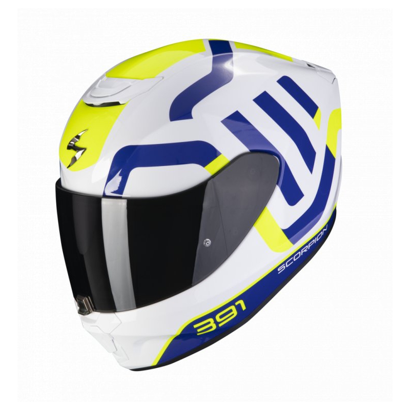 Integrální přilba na motorku Scorpion EXO-391 Arok bílo-modro-neonově žlutá