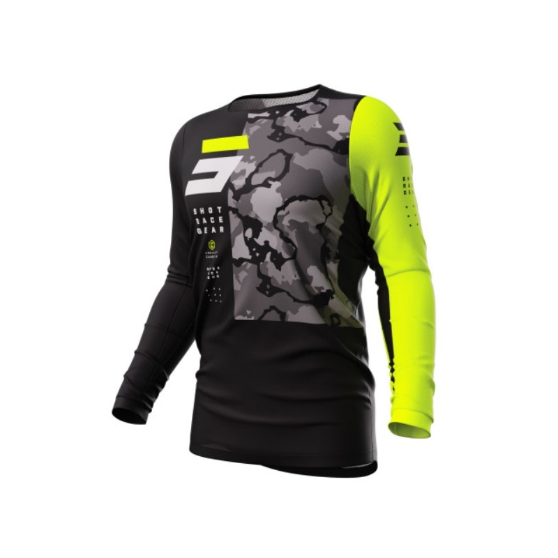 Motokrosový dres Shot Contact Camo 2.0 černo-fluo žlutý výprodej