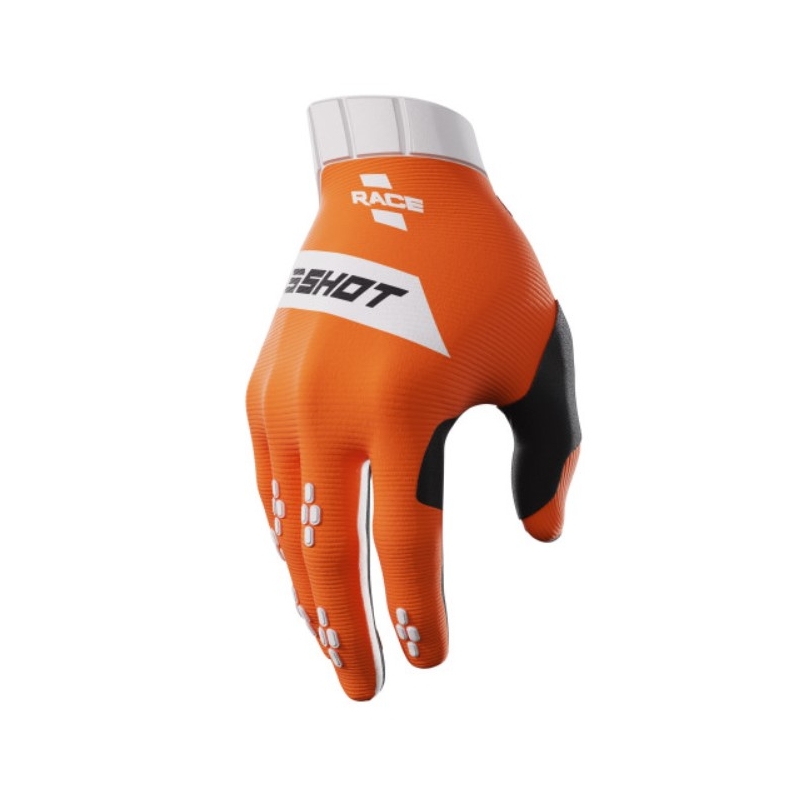 Motocross käsineet Shot Race valkoinen-oranssi