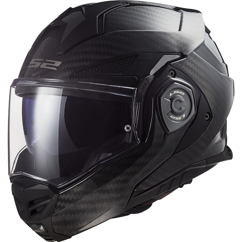 LS2 FF901 Advant X Solid Carbon Musta taittuva moottoripyöräilykypärä