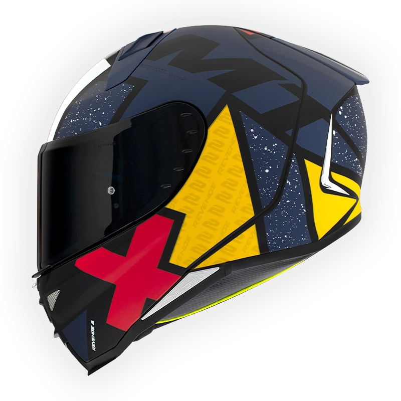 Integrální přilba na motorku MT FF110 Revenge 2 Light modro-červeno-žlutá matná
