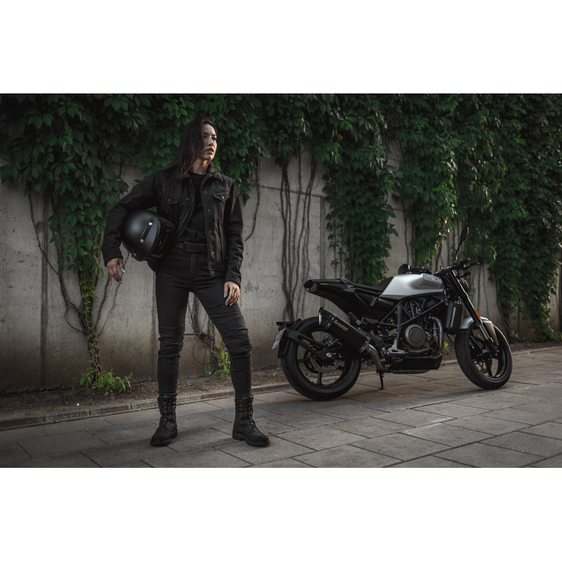Dámské jeansy na motorku PANDO MOTO Kusari Cor 01 černé výprodej