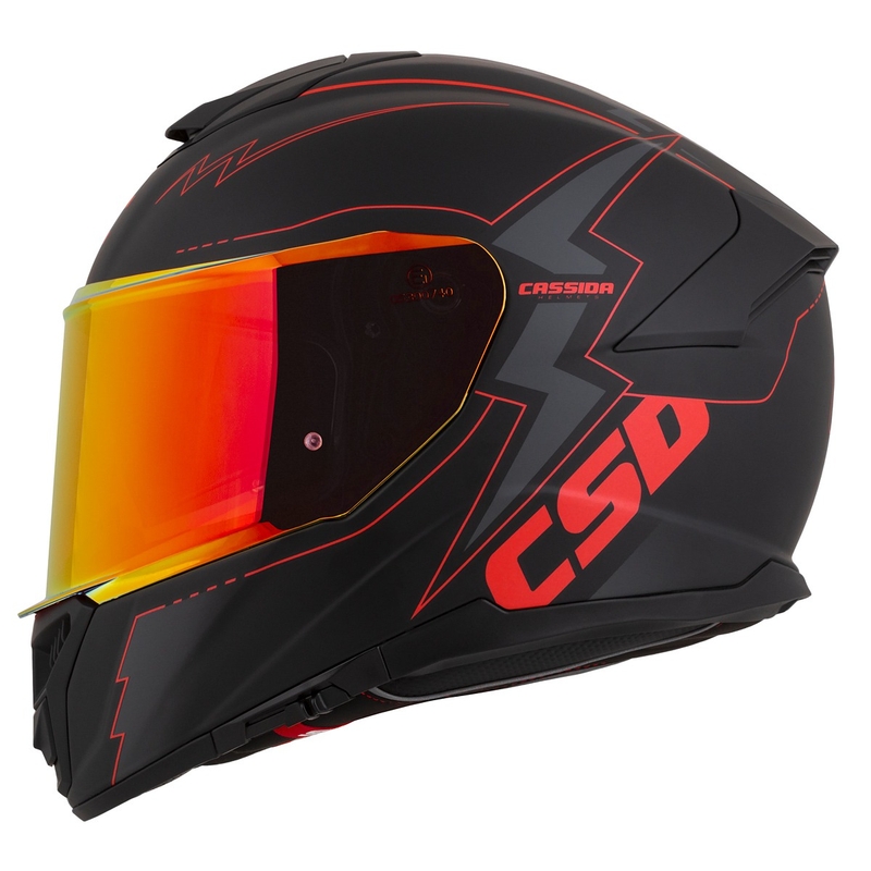Cassida Integral GT 2.1 Flash Musta-punainen-harmaa moottoripyöräilykypärä