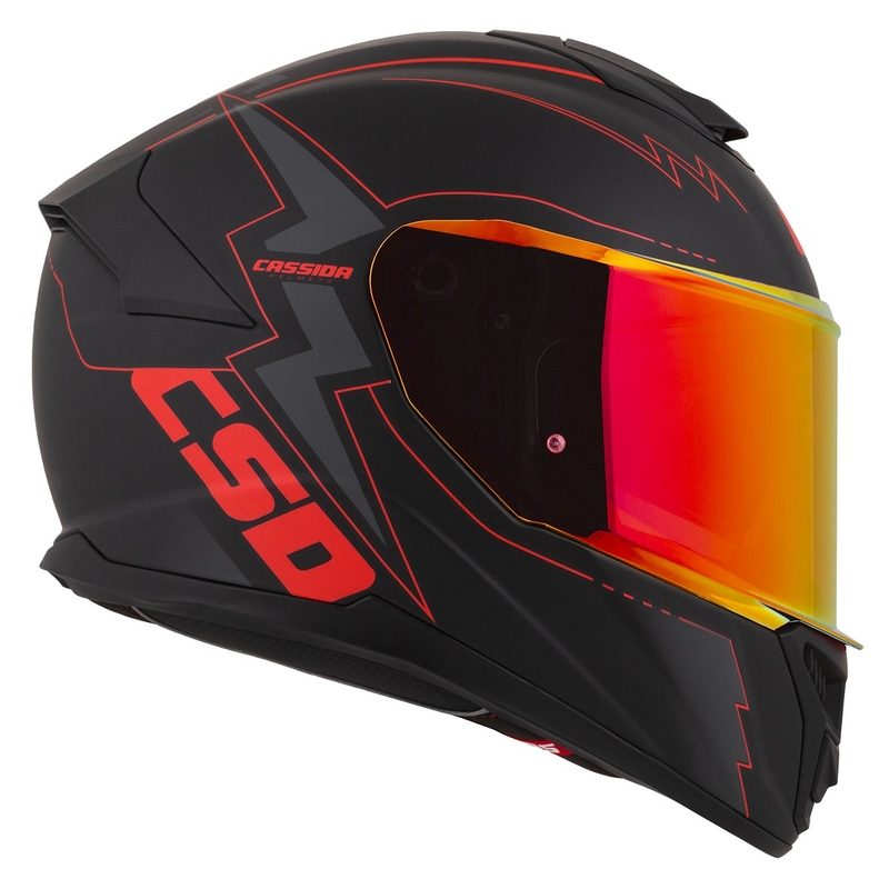 Cassida Integral GT 2.1 Flash Musta-punainen-harmaa moottoripyöräilykypärä