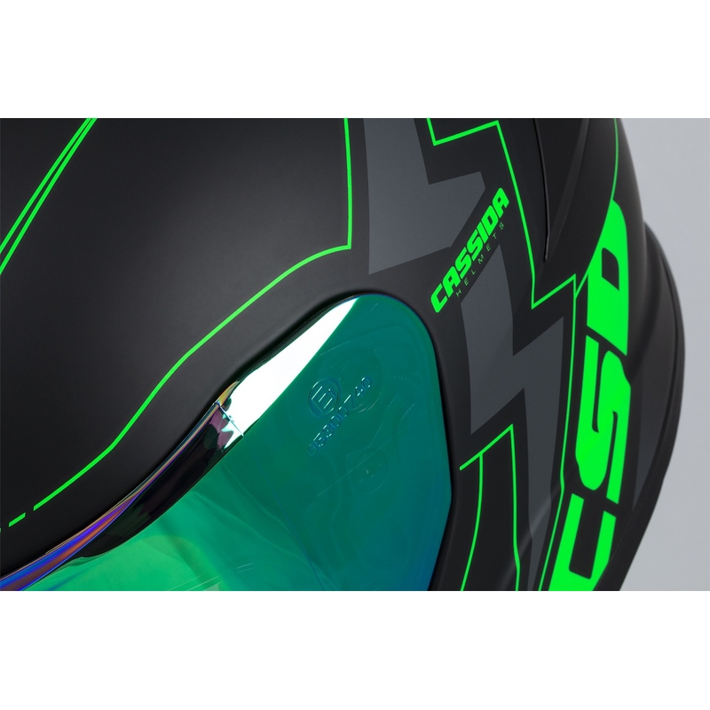 Integral moottoripyöräilykypärä Cassida Integral GT 2.1 Flash musta-fluo-vihreä-harmaa