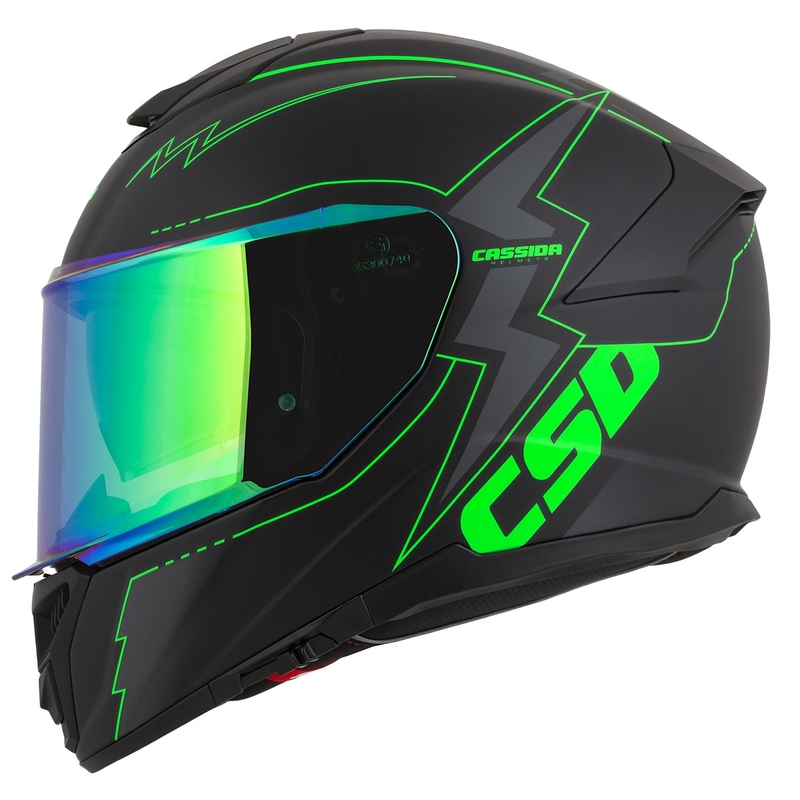 Integral moottoripyöräilykypärä Cassida Integral GT 2.1 Flash musta-fluo-vihreä-harmaa