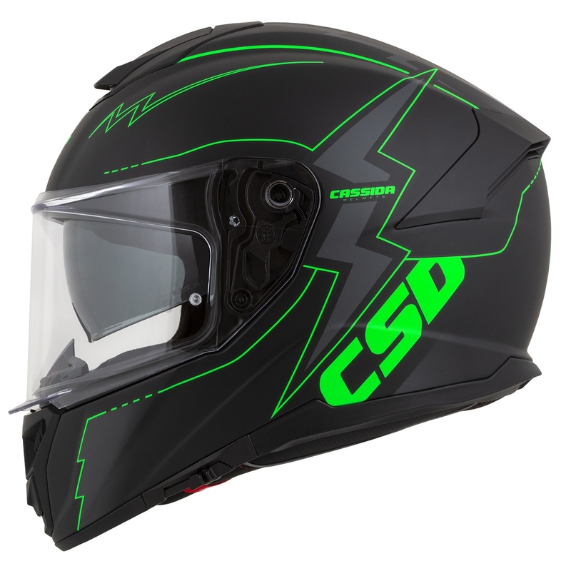 Integral moottoripyöräilykypärä Cassida Integral GT 2.1 Flash musta-fluo-vihreä-harmaa