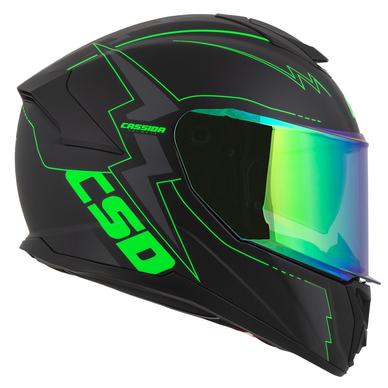 Integral moottoripyöräilykypärä Cassida Integral GT 2.1 Flash musta-fluo-vihreä-harmaa