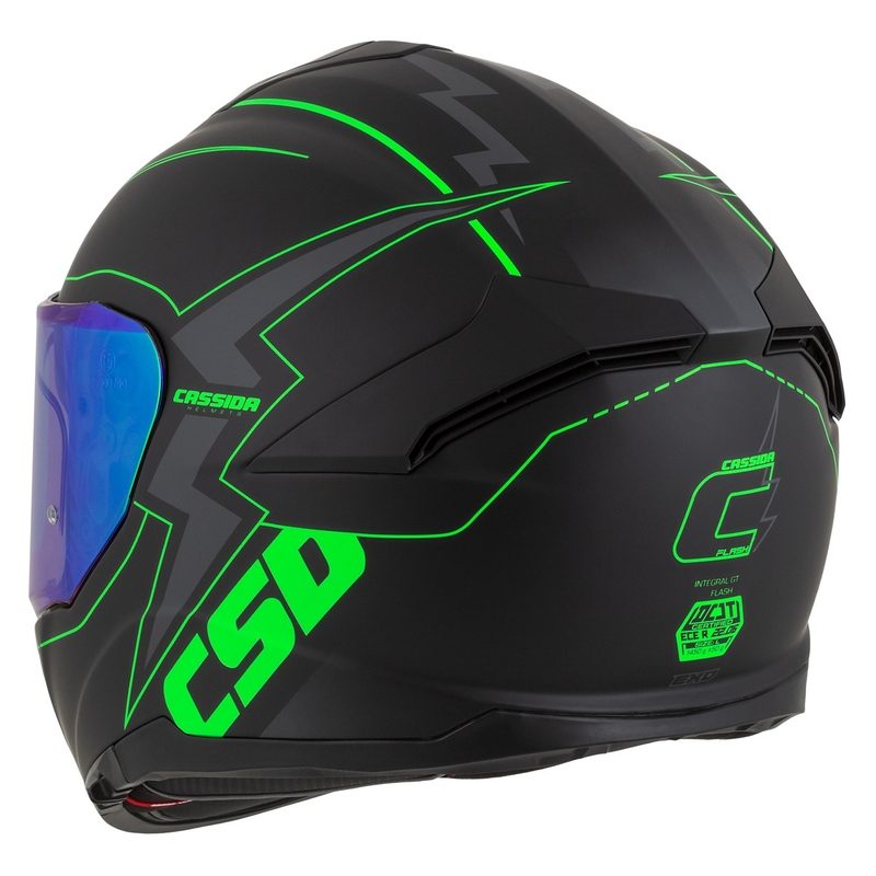 Integral moottoripyöräilykypärä Cassida Integral GT 2.1 Flash musta-fluo-vihreä-harmaa