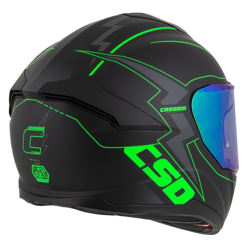 Integral moottoripyöräilykypärä Cassida Integral GT 2.1 Flash musta-fluo-vihreä-harmaa