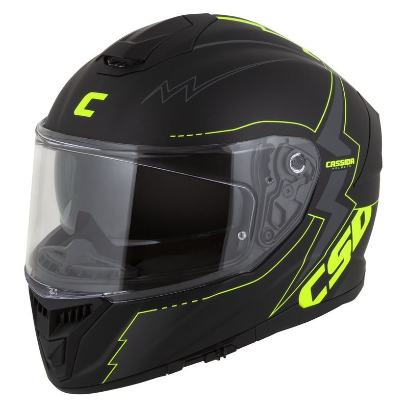 Integral moottoripyöräilykypärä Cassida Integral GT 2.1 Flash musta-fluo-kelta-harmaa