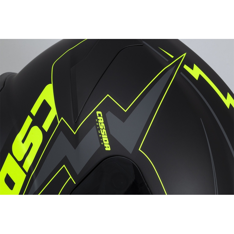 Integral moottoripyöräilykypärä Cassida Integral GT 2.1 Flash musta-fluo-kelta-harmaa