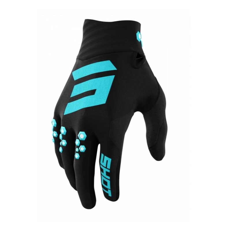 Motokrosové rukavice Shot Contact černo-tyrkysové výprodej - II. jakost