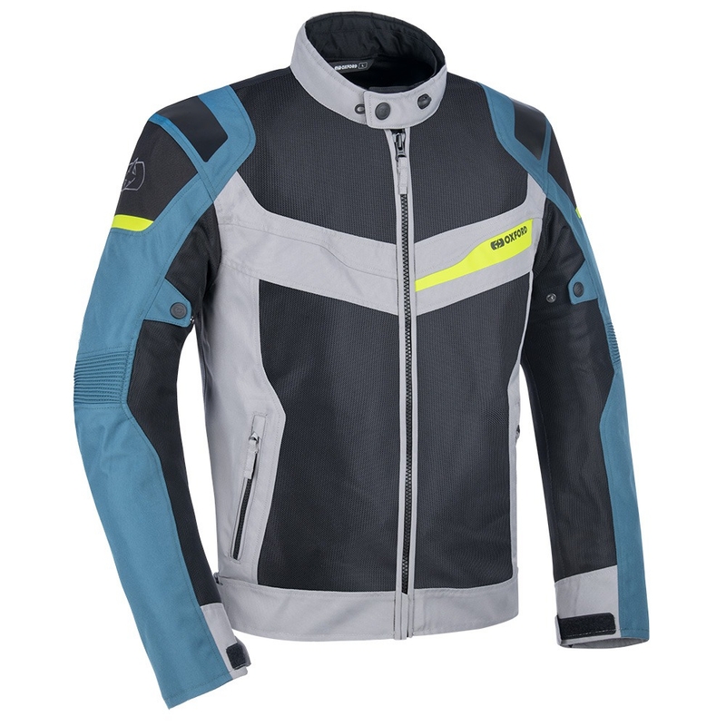 Oxford Dakar D2D Air hopea-sininen-fluo keltainen moottoripyörä takki