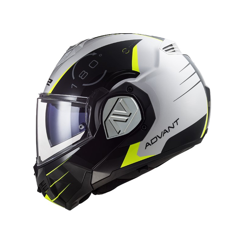 Flip-up moottoripyöräilykypärä LS2 FF906 Advant Codex 06 musta-valkoinen-fluo-keltainen