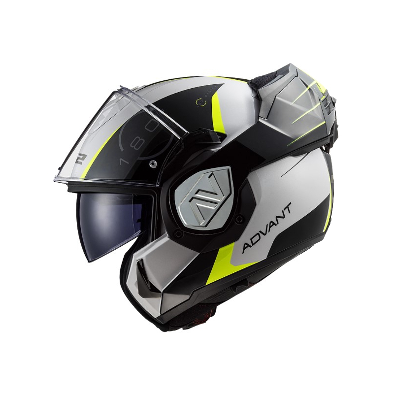 Flip-up moottoripyöräilykypärä LS2 FF906 Advant Codex 06 musta-valkoinen-fluo-keltainen