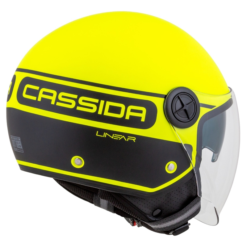 Cassida Handy Plus Linear fluo-kelta-musta avoin moottoripyöräilykypärä