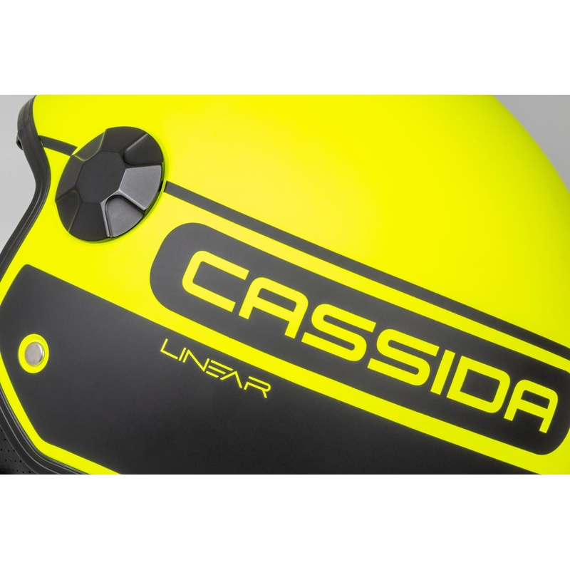 Cassida Handy Plus Linear fluo-kelta-musta avoin moottoripyöräilykypärä