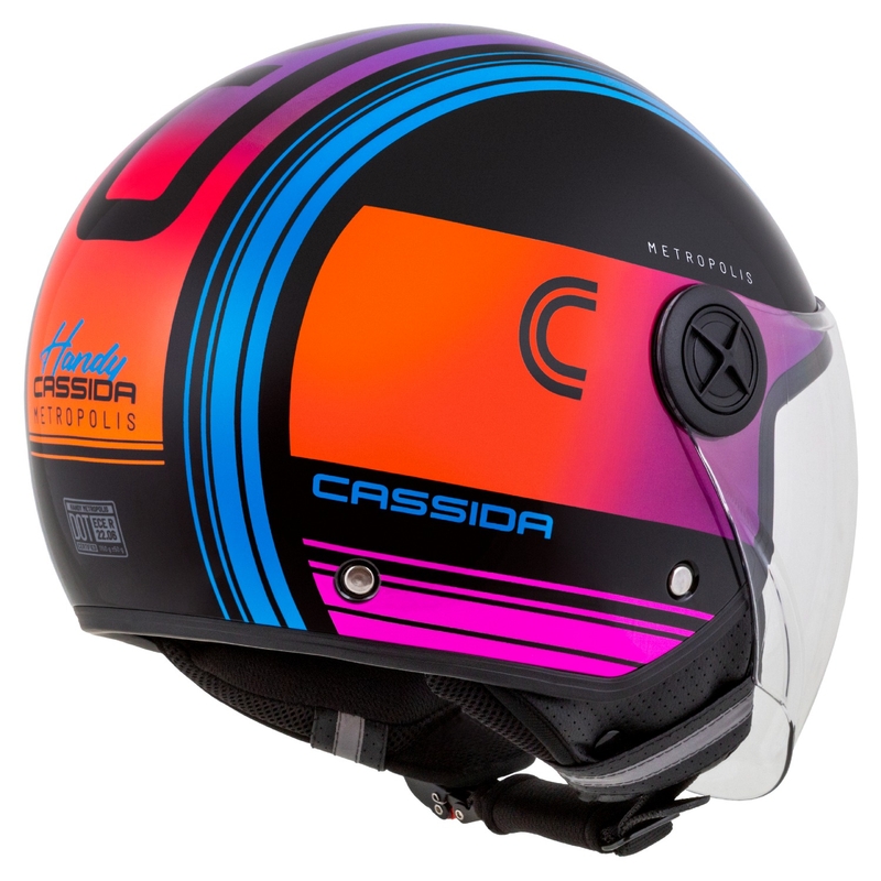 Cassida Handy Metropolis musta-turkoosi kaltevuus avoin moottoripyöräilykypärä