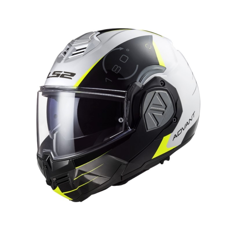 Flip-up moottoripyöräilykypärä LS2 FF906 Advant Codex 06 musta-valkoinen-fluo-keltainen
