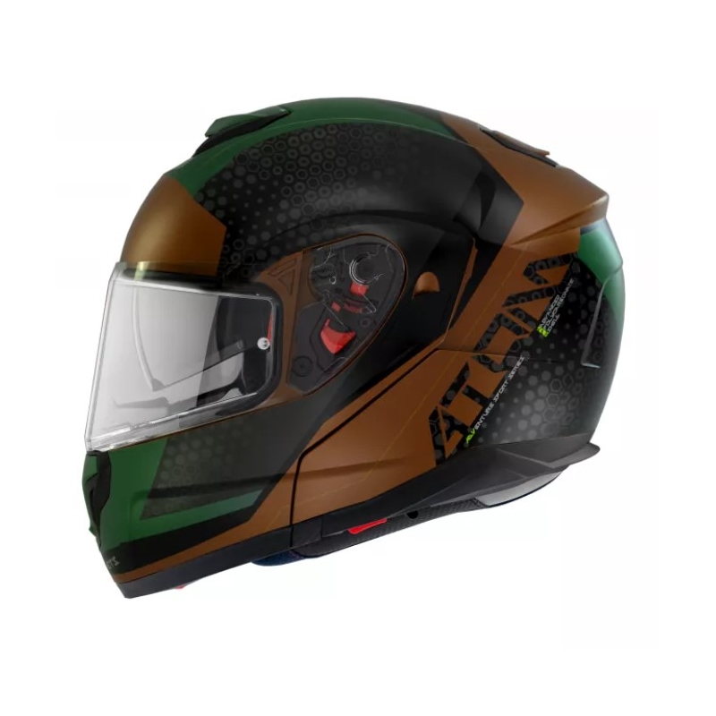 Vyklápěcí přilba na motorku MT Atom SV Adventure A6 černo-hnědo-zelená