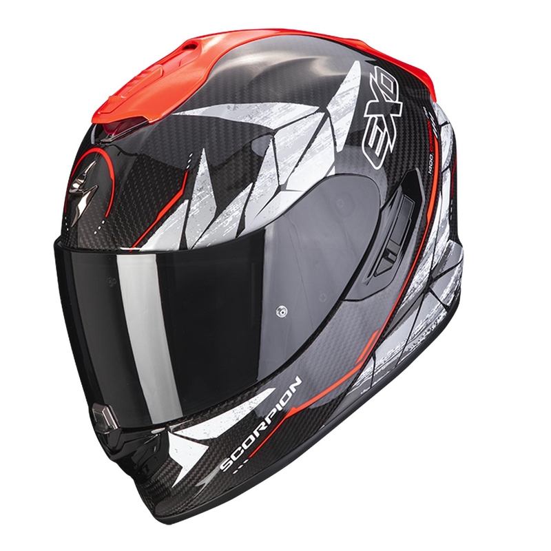 Integrální přilba Scorpion EXO-1400 EVO Carbon Air Aranea černo-fluo červená