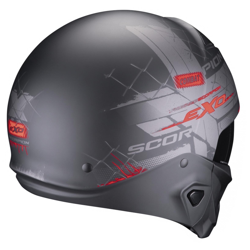 Avoin kypärä maskilla Scorpion EXO-COMBAT II Xenon musta-punainen mattainen