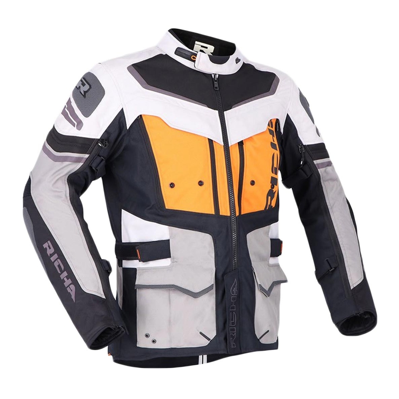 Bunda na motorku RICHA Infinity 2 Adventure šedo-oranžová výprodej