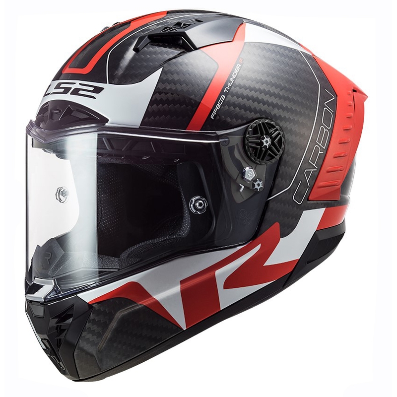 LS2 FF805 Thunder C Racing1 musta-valko-punainen integroitu moottoripyöräilykypärä