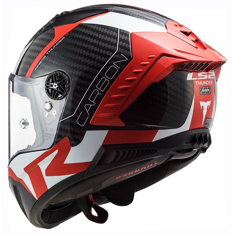 LS2 FF805 Thunder C Racing1 musta-valko-punainen integroitu moottoripyöräilykypärä