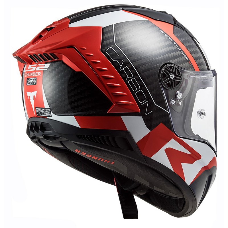 LS2 FF805 Thunder C Racing1 musta-valko-punainen integroitu moottoripyöräilykypärä