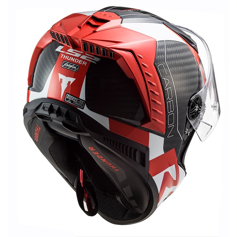 LS2 FF805 Thunder C Racing1 musta-valko-punainen integroitu moottoripyöräilykypärä
