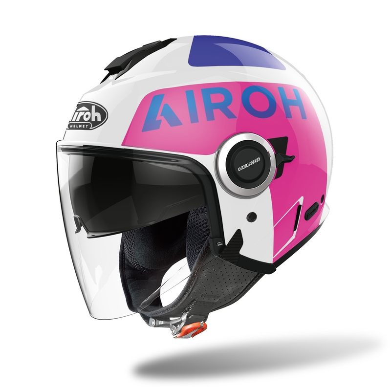 Otevřená přilba na motorku Airoh Helios Up 2022 bílo-modro-růžová výprodej