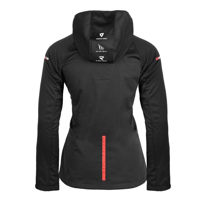 Naisten MotoZem Racing Team musta ja punainen softshell-takki