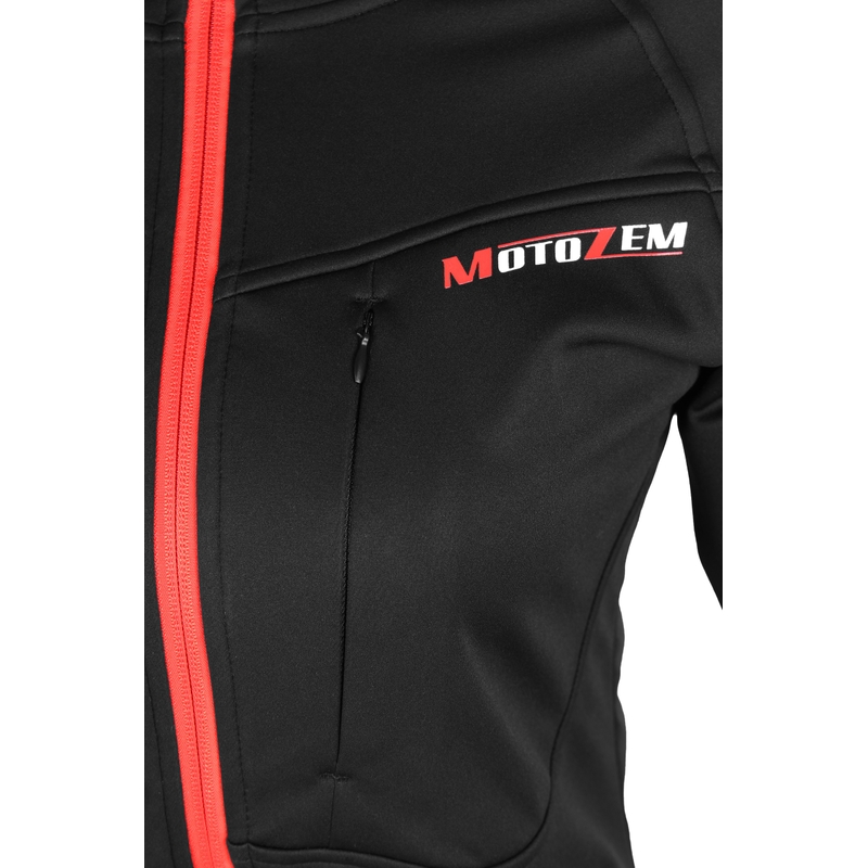 Naisten MotoZem Racing Team musta ja punainen softshell-takki