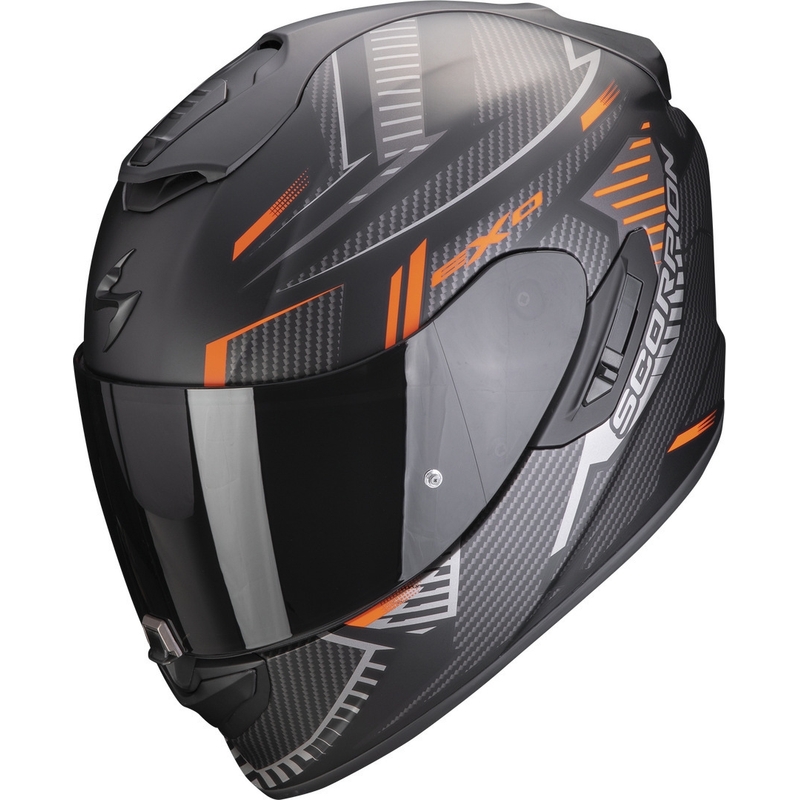 Integroitu moottoripyöräilykypärä Scorpion EXO-1400 EVO Air Shell musta-oranssi mattamusta