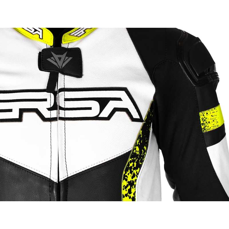 RSA Imola 2 musta-valkoinen-fluo-keltainen moottoripyöräilyhaalari alennusmyynti